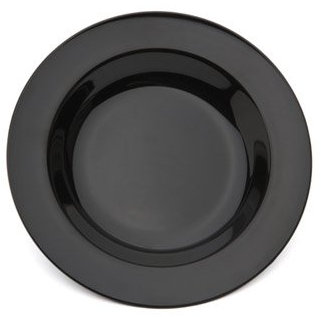 Harfield Pasta Soup Black Plate - Pack of 4, 21.5cm HQ Polycarbonate Unbreakable Plastic