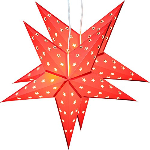2er Pack BRUBAKER Falt Weihnachtssterne mit je 10 LED, 60 cm Ø, Rot