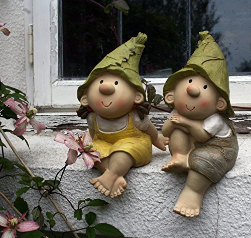 Lilly and Len Elves - Decorazione da giardino, gnomo, fata del giardino, troll