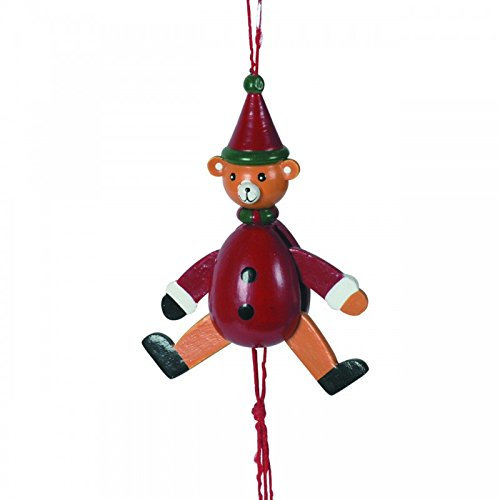 OBC-Kunsthandwerk Weihnachtlicher Hampelmann Bär, Holz, 3 Stück, Christbaumanhänger