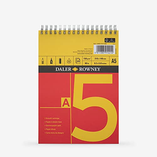 Daler Rowney 405010500 A5 150 g/m², serie Un cartucho de espiral), color rojo/amarillo (Pack de 25 hojas)