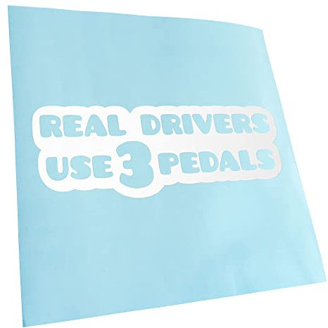 Kiwistar - Autoaufkleber - weiß - 30 x 10 cm - Real Drivers use 3 Pedals - Heckscheibenaufkleber - Aufkleber Auto Kfz Fahrrad, LKW, Truck Mofa