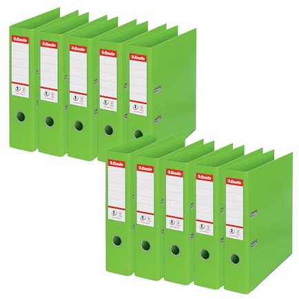 Esselte, Classeurs à levier A4 N°1, Vert, Dos de 75 mm, Plastique, Lot de 10, Gamme Vivida, 624069