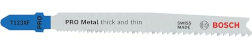 Bosch 100x PRO Metal thick and thin T123XF Stichsägeblatt, 100 mm, 100-tlg. | für Stahlbleche, Rohre und Profile aus Metall, Länge 100 mm, Professional Zubehör Stichsäge