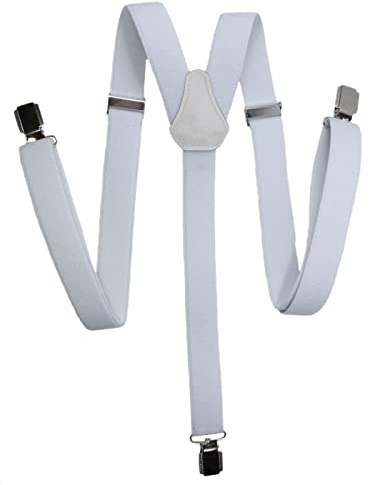 Olata Bretelle Unisex Sottili Regolabili con Clip in Metallo – 2,5 cm. Bianco