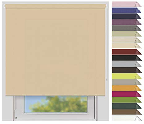 EFIXS Sichtschutzrollo Medium - 25 mm Welle - Breiten: 40-240 cm - Höhen bis 240 cm - Hier: 200 cm x 190 cm (Stoffbreite x Höhe) - beige (4999) - lichtdurchlässig - Blickdicht
