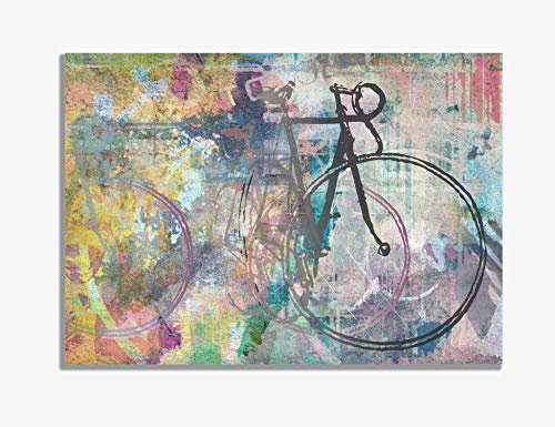 wohnstil Leinwand/Bild mit Fahrrad/Rennrad Sportmotiv Tour de France 80x60cm Druck hochwertig, stimmungsvoll Illustration