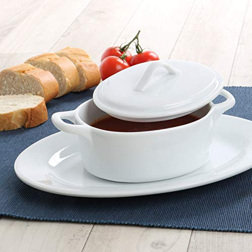 Holst Porcelana COC 201 FA1 Cocotte sopas de Servir y guisos Juego 0,40 l 25 X 18 cm, Porcelana, Blanco, 25 x 18 x 9.5 cm