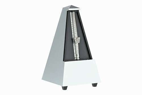 Wittner Metronom Taktell Pyramidenform System Maelzel Designer Serie - Kunststoffgehäuse - Ohne Glocke - Hellsilberfarben - Mechanisch zum Aufziehen - Keine Batterien erforderlich - Made in Germany