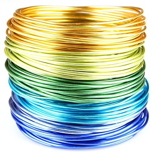Creacraft pärltråd set cool sommar: 6 färger, Ø 2 mm, nötningsbeständig anodiserad aluminiumtråd – 15 fot (5 m) per spole