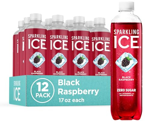 Sparkling Ice, Black Raspberry Sparkling Water, Zero Sugar Flavored Water, with Vitamins and Antioxidants, Low Calorie Beverage, 17 fl oz Bottles (Pack of 12)