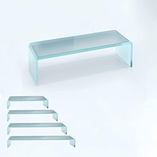 bijon TV Aufsatz Glas Bildschirm-Erhöhung | PC Monitor-Erhöhung, Schreibtisch-Aufsatz für Laptop Erhöhung, Monitor-Erhöhung | (B/T/H) 550x250x110mm - Satin