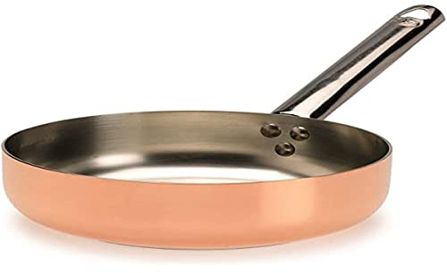 Pentole Agnelli ALCU111PI24 förtennad kopparpanna med rörhandtag i rostfritt stål och induktionsbotten, 24 cm