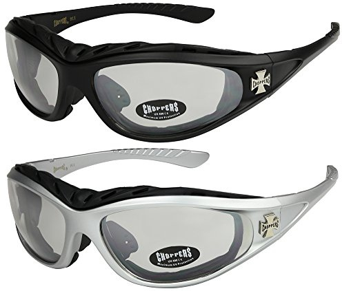X-CRUZE 2er Pack Choppers 911 Sonnenbrillen Motorradbrille Sportbrille Radbrille mit Polsterung in den Farben schwarz, anthrazit, silber und weiß