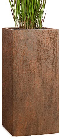 Pflanzwerk® Pflanzkübel Fiberglas Tower Rost Braun 50x23x23cm XXL *Frostbeständig* *UV-Schutz* *Qualitätsware*