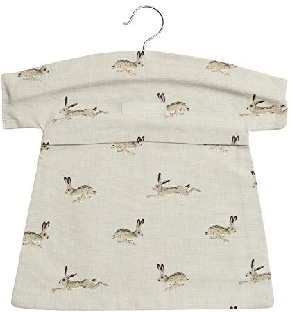 Sophie Allport - Hare Peg Bag, Clothes Peg Storage Bag, Wooden Hanger, 100% Cotton