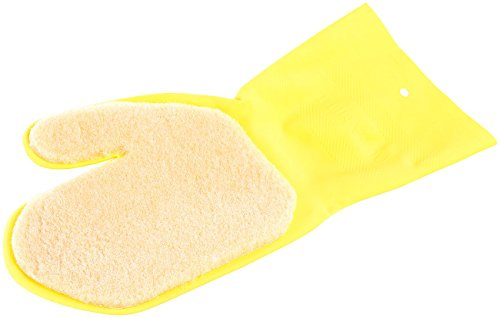PEARL Gummihandschuhe: Handschuh mit Polier-Pad aus Acryl, rechtshändig (Gummihandschuhe Putzen, Schwamm-Handschuhe, Autopflege)