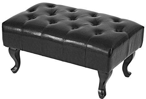 Mendler Ottomane Chesterfield, Sitzhocker Fußablage Hocker, Kunstleder 39x77x47cm - schwarz