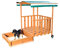 Melko Sandkasten mit Spielveranda, Abdeckung und Sonnenschutz für Kinder, aus Holz, 182 x 100 x 140, Sandbox mit Geländer, Dach grün weiß