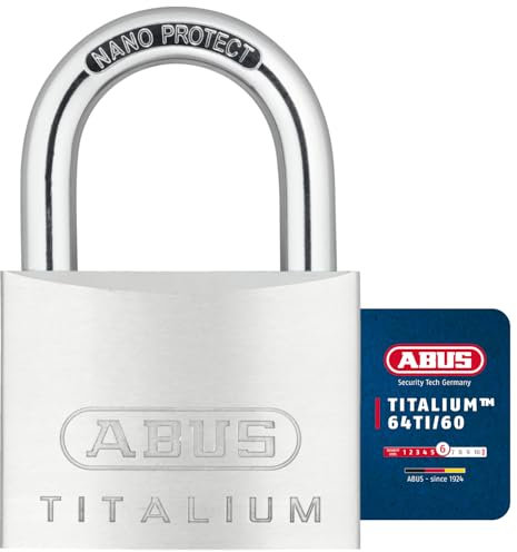 ABUS Vorhängeschloss Titalium 64TI/60 - Kellerschloss mit Schlosskörper aus Spezial-Aluminium - gehärteter Stahlbügel - ABUS-Sicherheitslevel 6