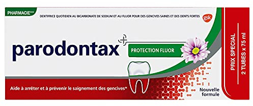 Parodontax Dentifrice Protection Fluor, Pour Les Dents Sensibles, Élimine La Plaque Dentaire, Lot de 2x75ml