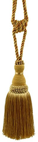 DÉCOPRO Noblesse Collection Eleganter Raffhalter für Vorhänge und Vorhänge, Quaste, Länge 20 cm, 76 cm (Stil # TBH8), Kanarienvogel Gold # 4875 (Dunkelgold, Gelbgold), Einzeln verkauft