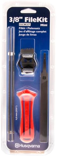 Husqvarna Chainsaw File Kit for 3/8 LO PRO Pitch Chainsaw Chains, Sharpening Kit Includes Handle, Combination Guide, Flat and Round Files