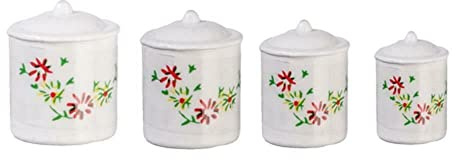 Puppenhaus Miniatur Küchenzubehör Weiß Kanister Set Fleur 5383