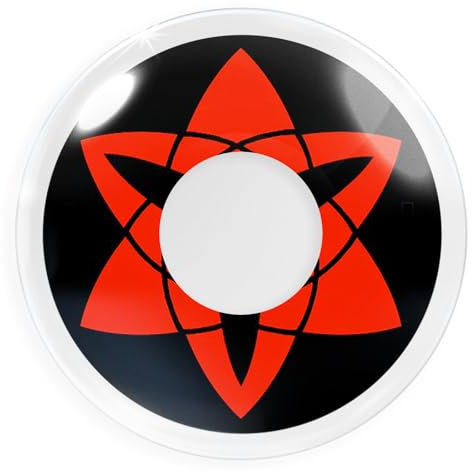 Meralens - Lenti a contatto colorateSasuke's Mangekyou Heroes Of Cosplay con porta lenti a contatto - ideali per Manga Anime Sharingan Halloween – Durata 1 Anno - 1 Coppia senza correzione