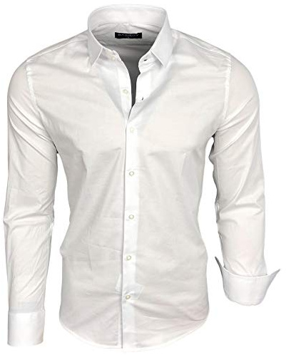 Baxboy Herren-Hemd Langarm/Business Freizeit Hochzeit/Bügelleicht/Slim-Fit/Anzug Kentkragen Hemd B-500