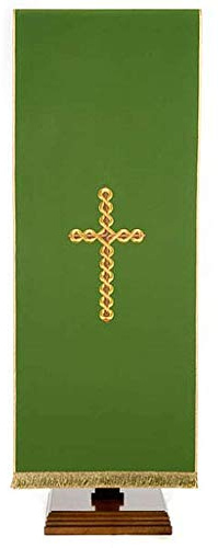 Holyart Twisted Cross Pulpit Cover, Polyester, GreenWidth: 49 cm|Height: 250 cmGreen