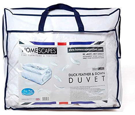 HOMESCAPES Lot de 2 Couettes 4 Saisons 200x200 cm, Couettes Naturelles en Plumes et Duvet de Canard 4.5 + 9.5 Tog