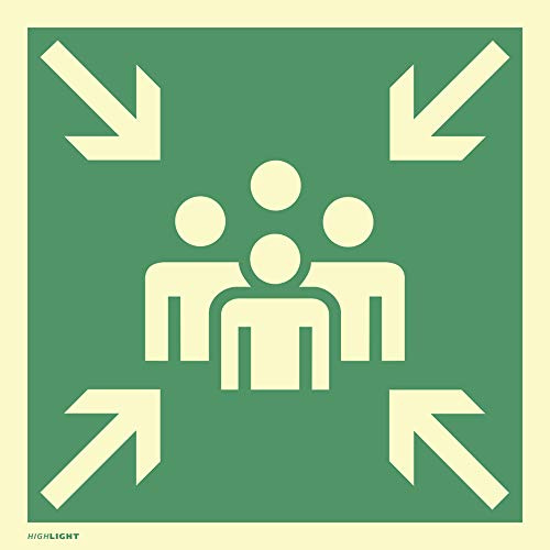 Schild Sammelstelle HIGHLIGHT langnachl. gem. ASR A 1.3/ BGV A8 30x30cm (Rettungsschild, Fluchtweg, Sammelpunkt) praxisbewährt, wetterfest