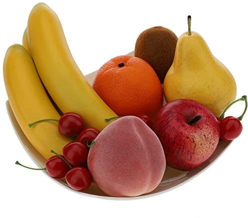 Gresorth Künstliche Birne Apfel Banane Spieße Pfirsich Kiwi Orange Kirsche Dekoration Fälschen Früchte Obsts Chale Füllung - 7 Packen