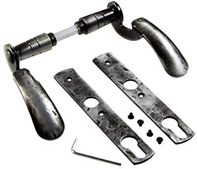 Gedotec Poignée de Porte en Fer Forgé | TILLY SK | 1 Poignee de porte sur plaque longue avec matériel de fixation | Antique Noire | Garniture à cadre étroit PZ 72 mm Cylindre profilé | DIN-NORM