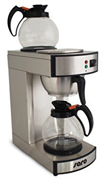 SARO Kaffeemaschine mit 2 Warmhalteplatten – Edelstahl/Glas – Inkl. 2 Glaskannen à 1,8 L – Brühzeit 5–6 Min – Trockenlaufschutz – B 195 x T 365 x H 445 mm - 2,243 kW – Modell SAROMICA K 24 T