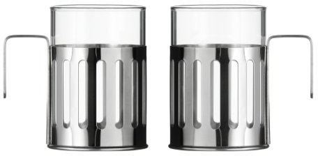Premier Housewares Antigua Coffee Mugs - Set of 2, Chrome