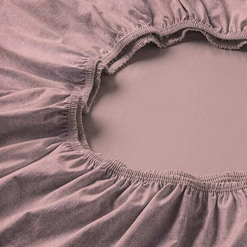 ESTELLA Spannbetttuch Samt Velours | Flieder | Frottee | 150x200 cm | passend für Matratzen 140-160 cm (Breite) x 200 cm (Länge) | trocknerfest und bügelfrei | 80% Baumwolle 20% Polyester