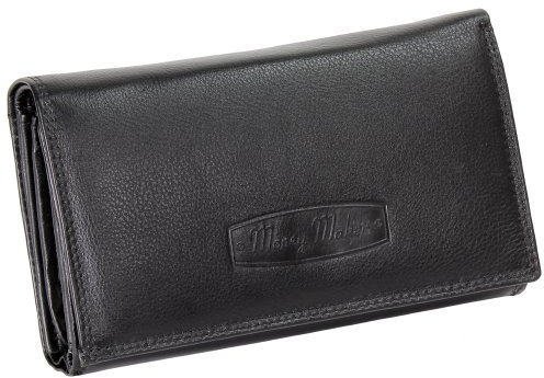 Ledershop24 RFID Damen Leder Geldbörse Portemonnaie Geldbeutel - Geschenkset + exklusiven Schlüsselanhänger - Lang Schwarz Leder