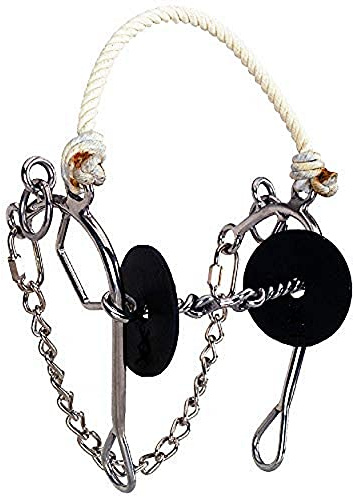 Reinsman Josey Million Dollar Gebiss für Pferd - 3-teiliges Twisted Wire Hundeknochen Trense Mundstück - Seil-Nasenriemen - Stufe D, Silber/Schwarz/Weiß, 5, (0110-0000)