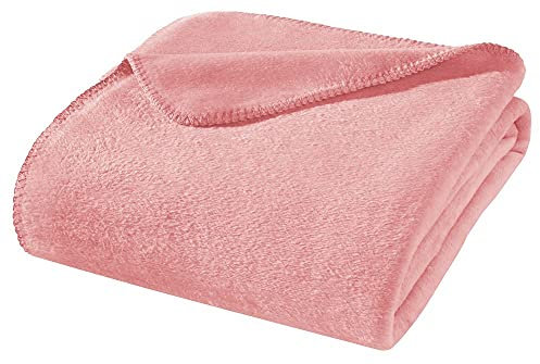 WOHNWOHL® Kuscheldecke (150x200cm) • Weiche Tagesdecke • Sofadecke • Wohndecke • Schlafdecke • Oeko-Tex zertifizierte Baumwolldecke • Samtig weiche Decke • Farbe: Altrosa