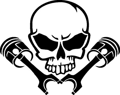 NetSpares 1 x Plott Aufkleber Totenkopf mit Kolben Skull Kopf Turbo Sticker Tuning Fun