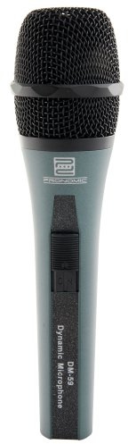 Pronomic DM-59 Mikrofon mit Schalter - Professionelles Gesangmikrofon für Bühne und Proberaum - Inkl. Mikrofonklemme, XLR Kabel und Koffer - Windschutz aus Metall - Robustes Druckgussgehäuse