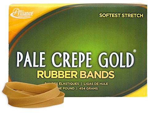Alliance Rubber 20745 Pale Crepe Gold Rubber Bands Size #74, 1 lb Box Contains Approx. 320 Bands (3 1/2 x 3/8, Golden Crepe)