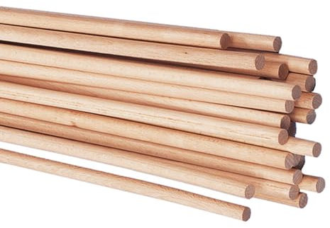 Party Discount Rundstäbe, 1m Länge, 10 Stück, Holzstäbe aus Buche, astfrei, für diverse Bastelarbeiten, Dekoration, Garten (12mm)