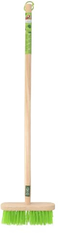 Esschert Design Kinderbesen mit Holzstiel, mit Aufhängeöse, 19 x 5 x H82 cm, farbig sortierte Borsten, Farbwahl Nicht möglich, orange/blau/pink /