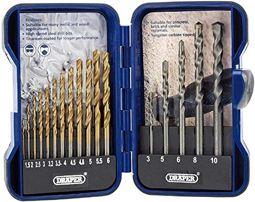 Draper 18551 - Set de brocas combinadas (17 unidades de diferentes tamaños)