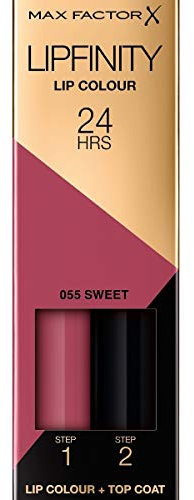 Max Factor Lipfinity Lip Colour Always Delicate 055 – Kussechter Lippenstift mit 24h Halt ohne auszutrocknen, mit intensiver Farbabgabe, präzisem Applikator & intensiv pflegendem Gloss-Top Coat