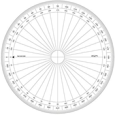 GRAPHOPLEX Rapporteur cercle entier 25cm degrés Transparent