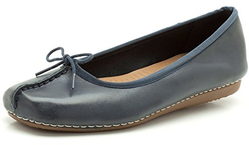 Clarks Women's Freckle Ice Ballet Flats, Navy Leather, 4.5 UK